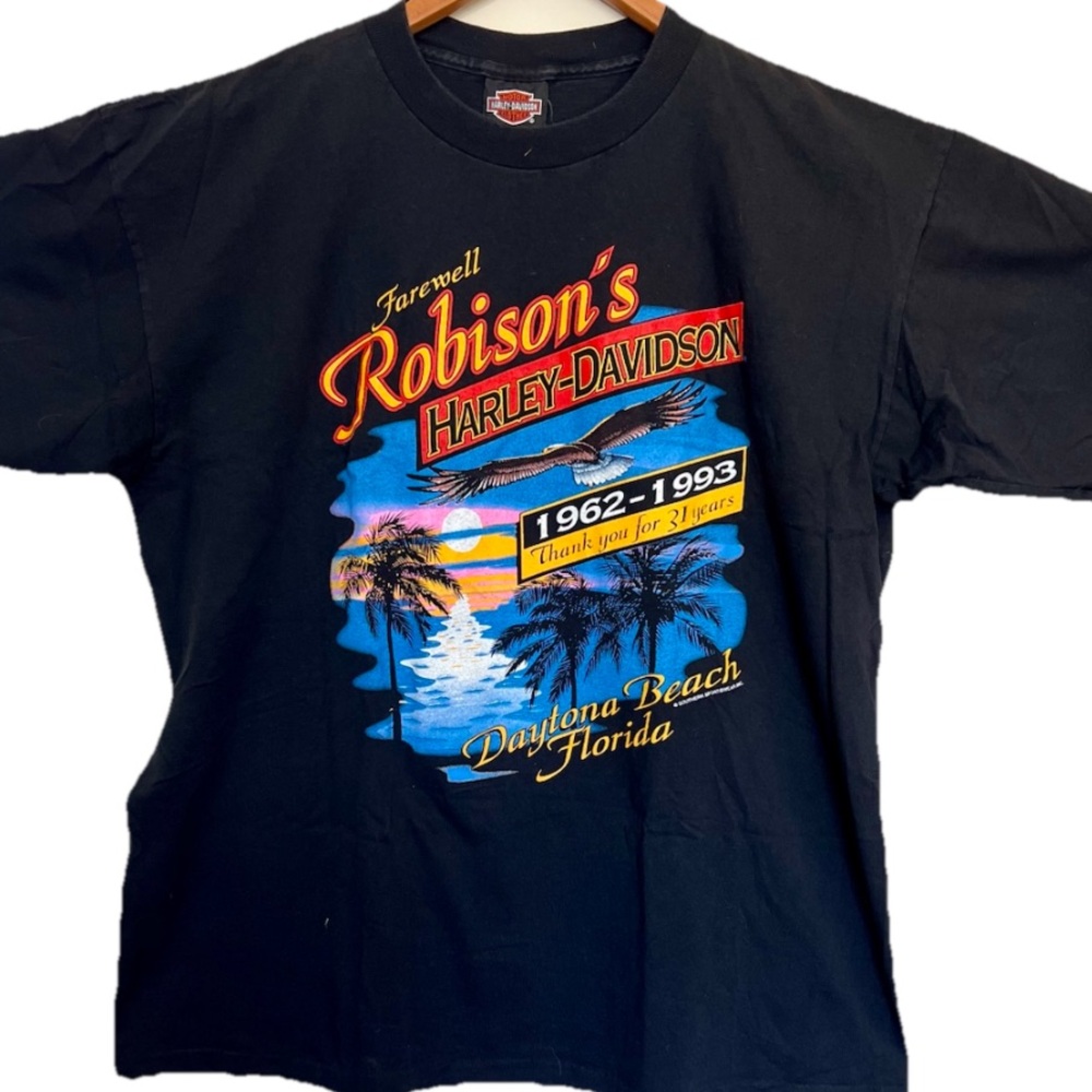 Harley Davidson Vintage 1993 "Farewell Robison's" Flying Eagle T-Shirt Size XL